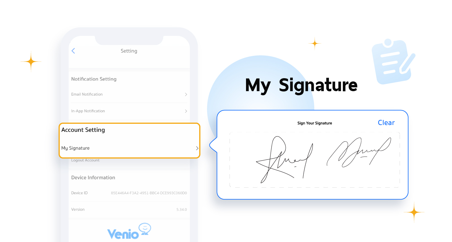 e-signature for Venio quotation